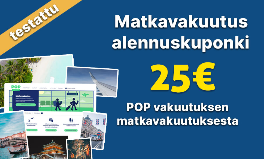 25€ Alennus matkavakuutuksesta | testattu Popvakuutus alennuskoodi
